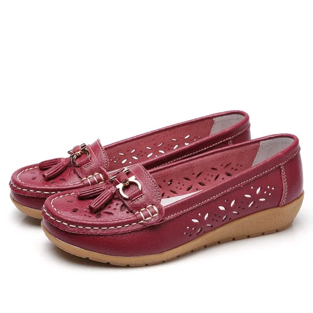 Women Flat 2019 Summer Women Genuine Leather Shoes