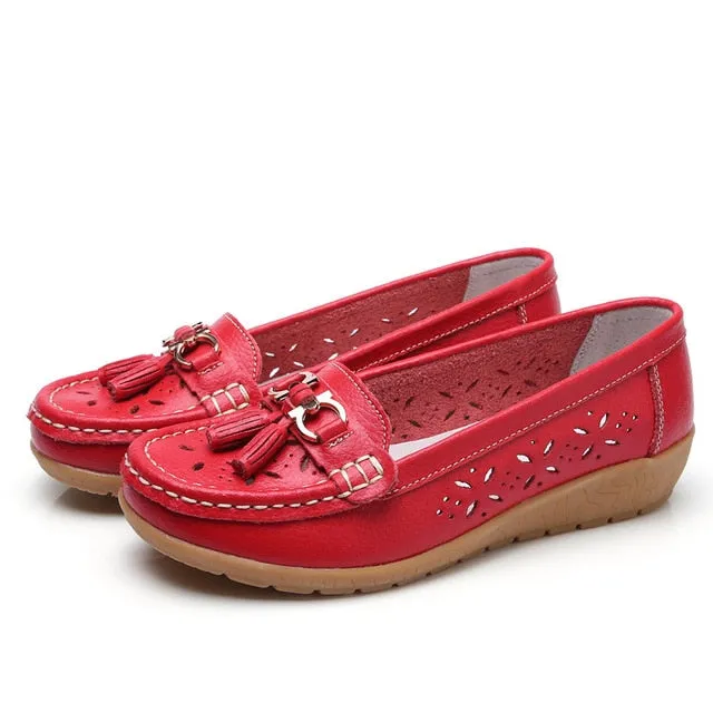 Women Flat 2019 Summer Women Genuine Leather Shoes