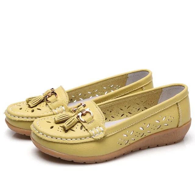 Women Flat 2019 Summer Women Genuine Leather Shoes