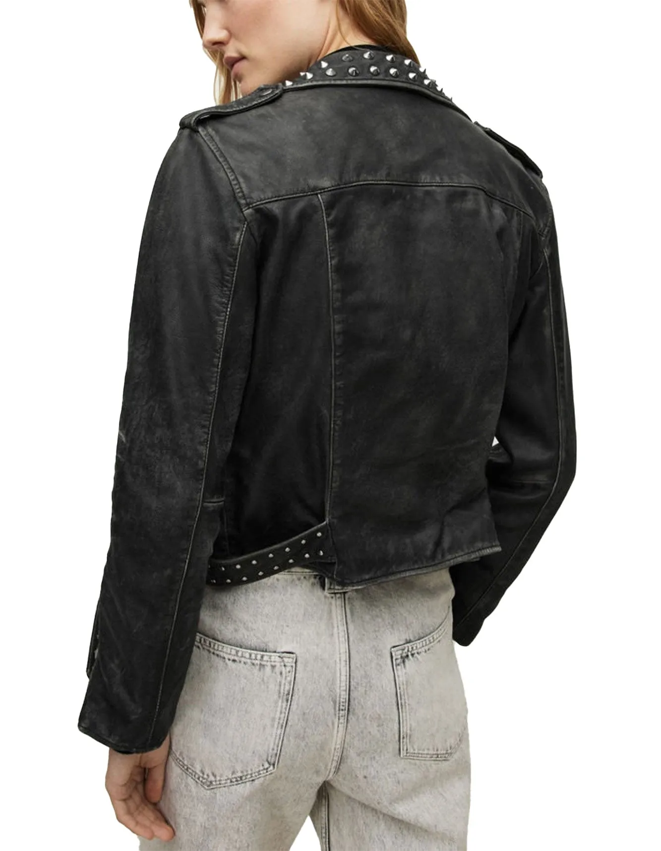 Women's Balfern Studded Leather Biker Jacket