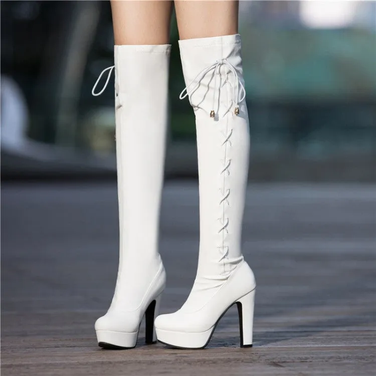 Women's Platform High Heels Knee High Boots