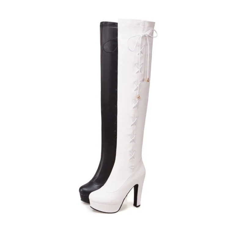 Women's Platform High Heels Knee High Boots