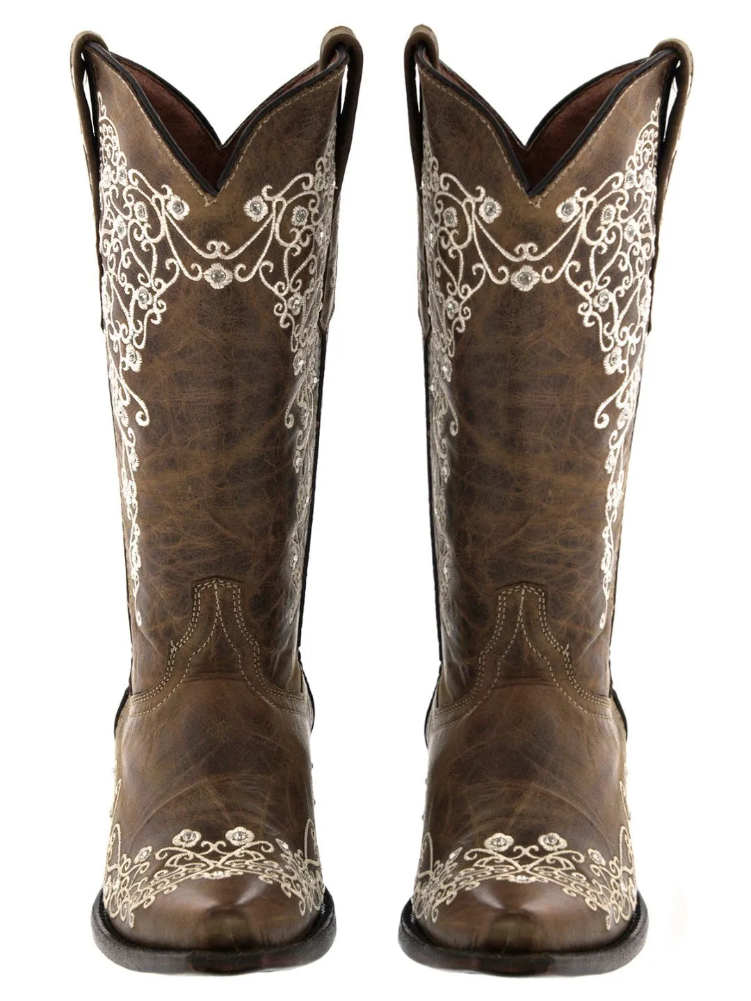 Womens Stella Light Brown Leather Cowboy Boots - Snip Toe