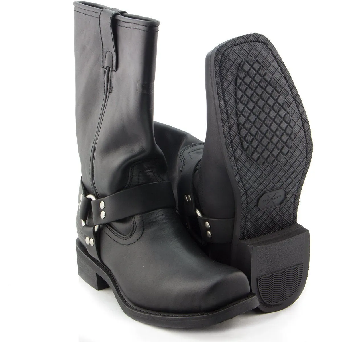 Xelement 1442 'Classic' Men's Black Harness Motorcycle Biker Boots